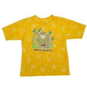 Small Steps T-Shirt Wanna Banana Gorilla Palm Tree AOP Vintage 90s Size 4T